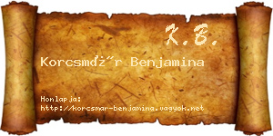 Korcsmár Benjamina névjegykártya